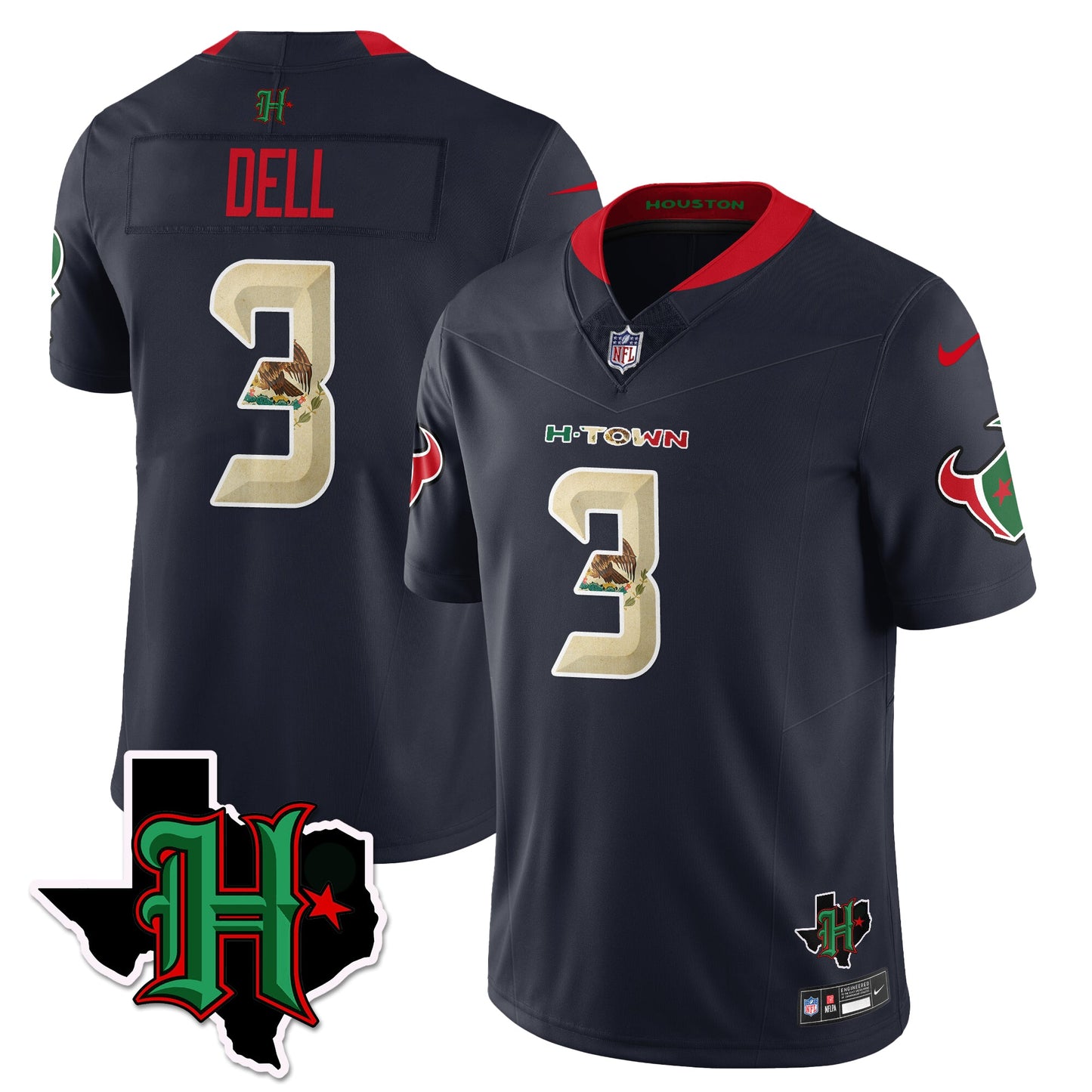 HOU Mexico Vapor Limited Jersey - All Stitched