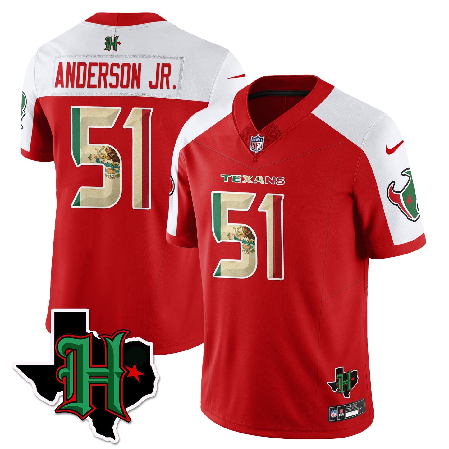 HOU Mexico Vapor Limited Jersey - All Stitched