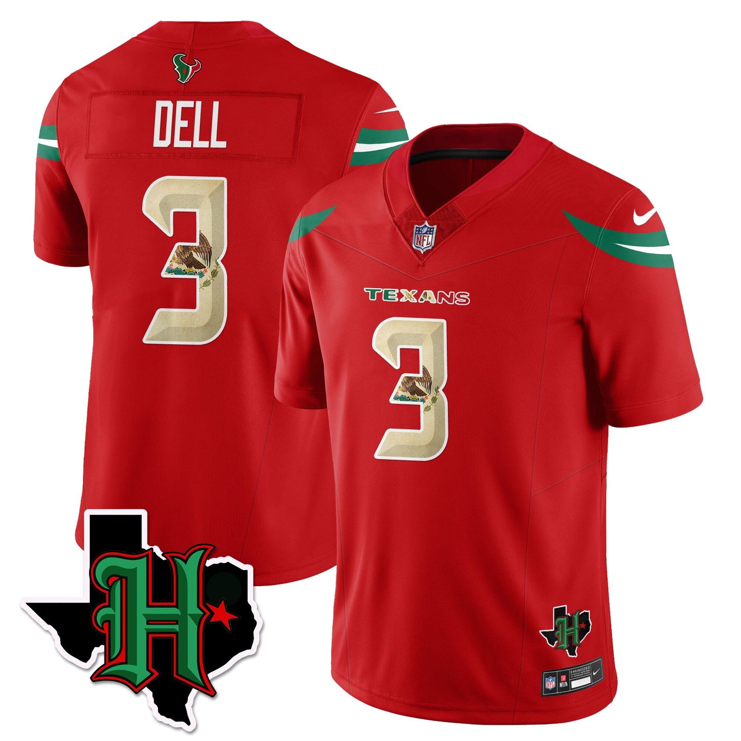 HOU Mexico Vapor Limited Jersey - All Stitched