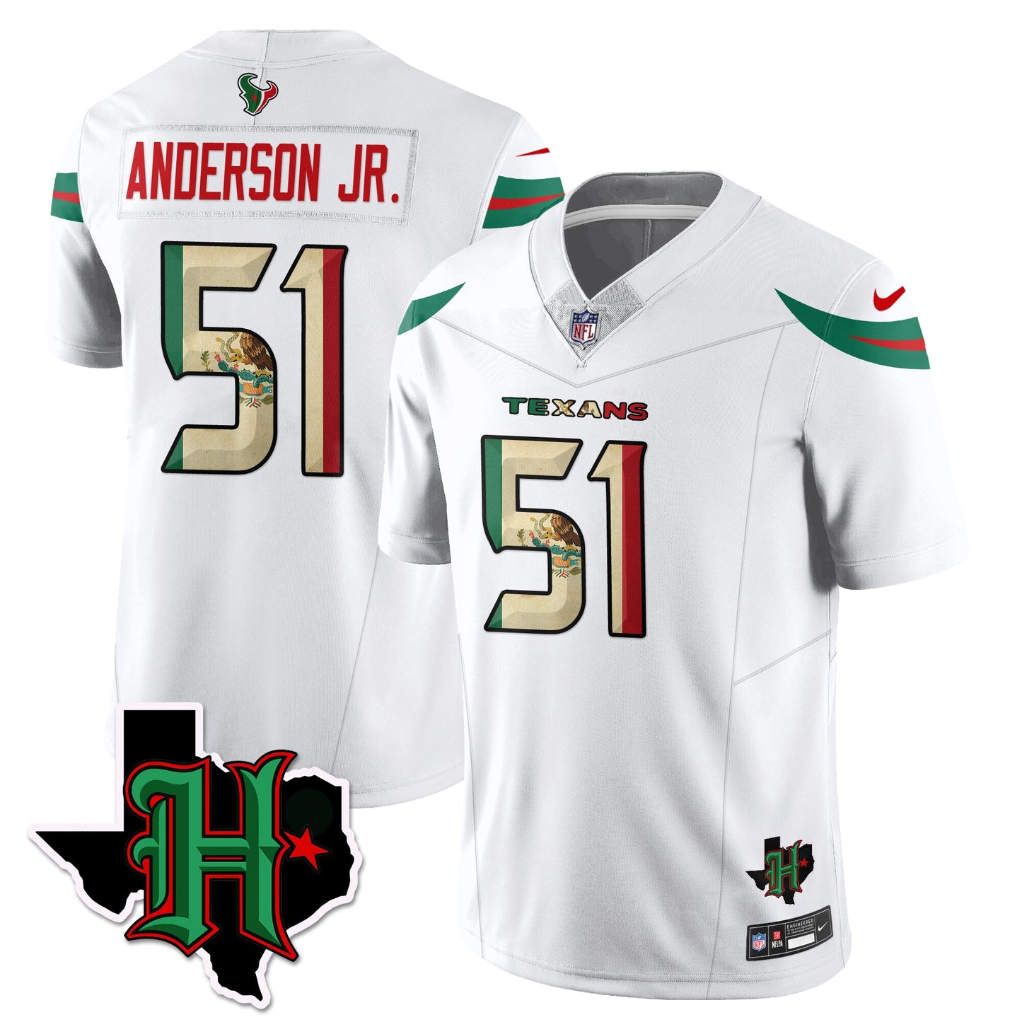 HOU Mexico Vapor Limited Jersey - All Stitched