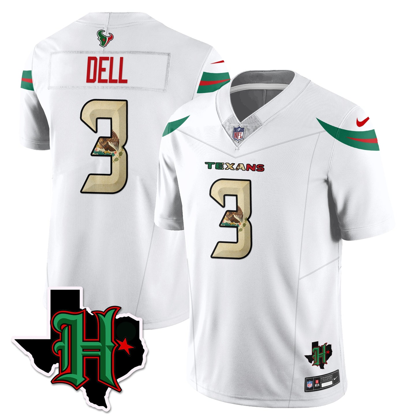 HOU Mexico Vapor Limited Jersey - All Stitched