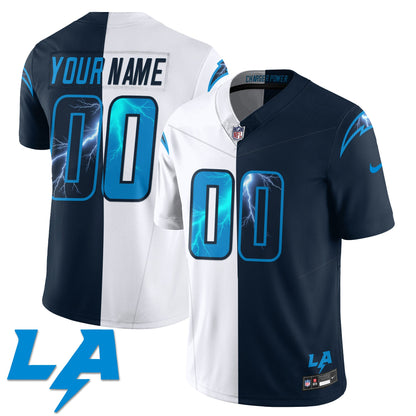 Custom Los Angeles Chargers Lighting Rivalry Concept Split Jersey - All Stitched