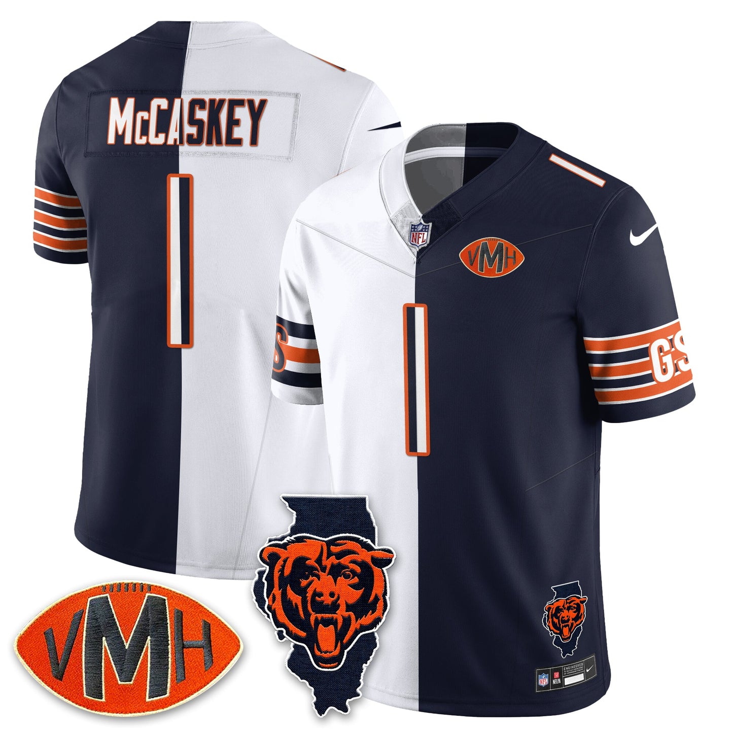 CHI Honor Virginia Halas McCaskey Split Jersey - All Stitched