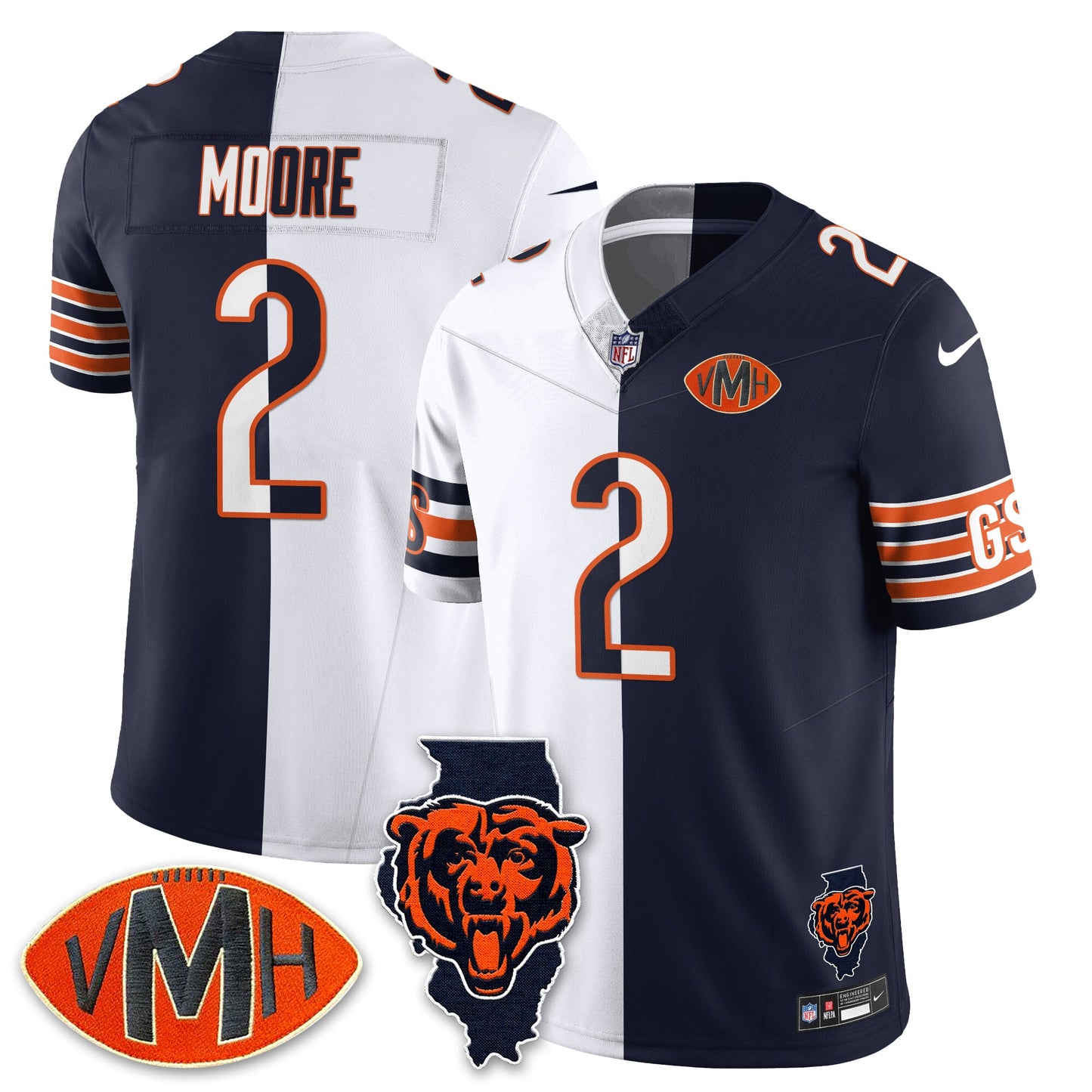 CHI Honor Virginia Halas McCaskey Split Jersey - All Stitched