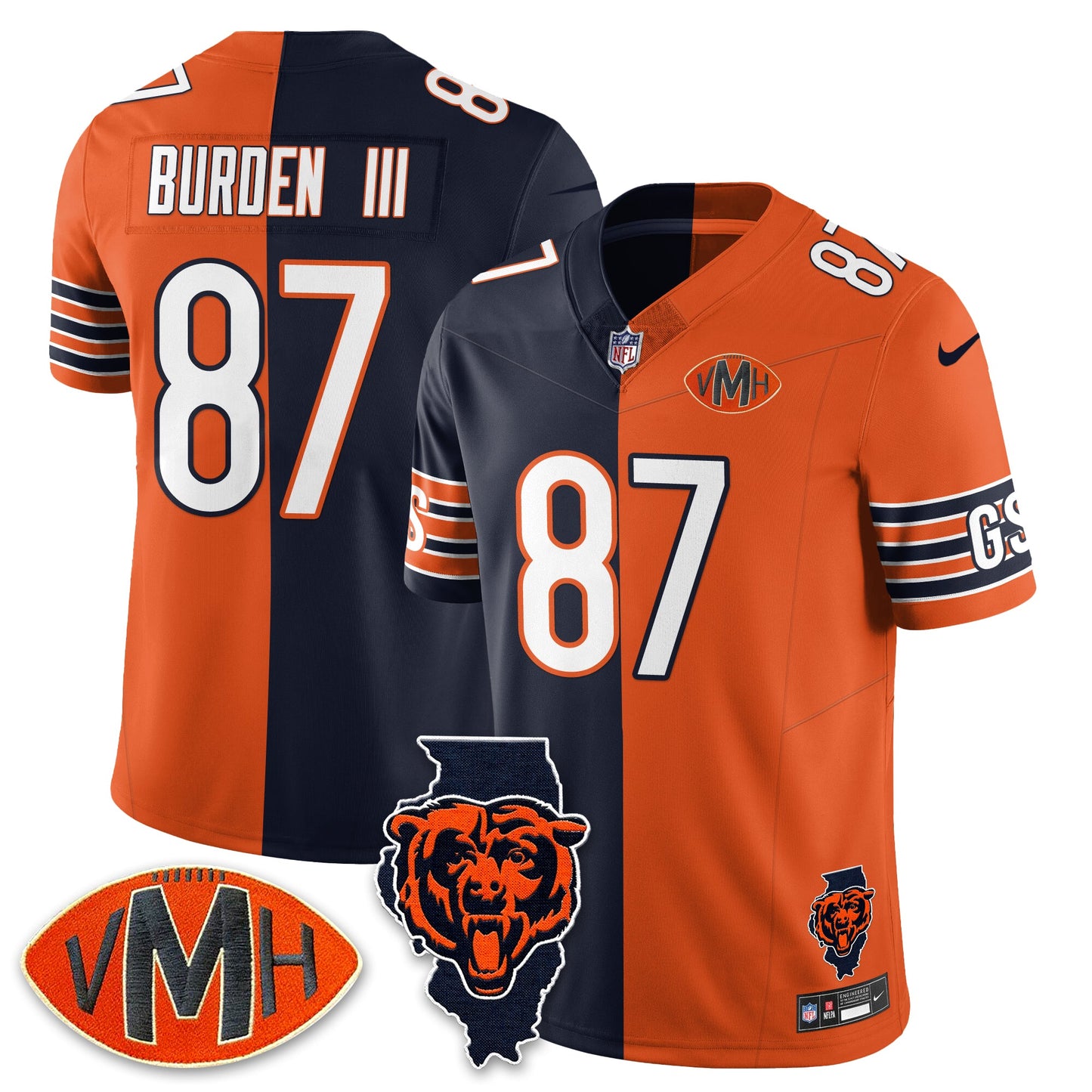 CHI Honor Virginia Halas McCaskey Split Jersey - All Stitched