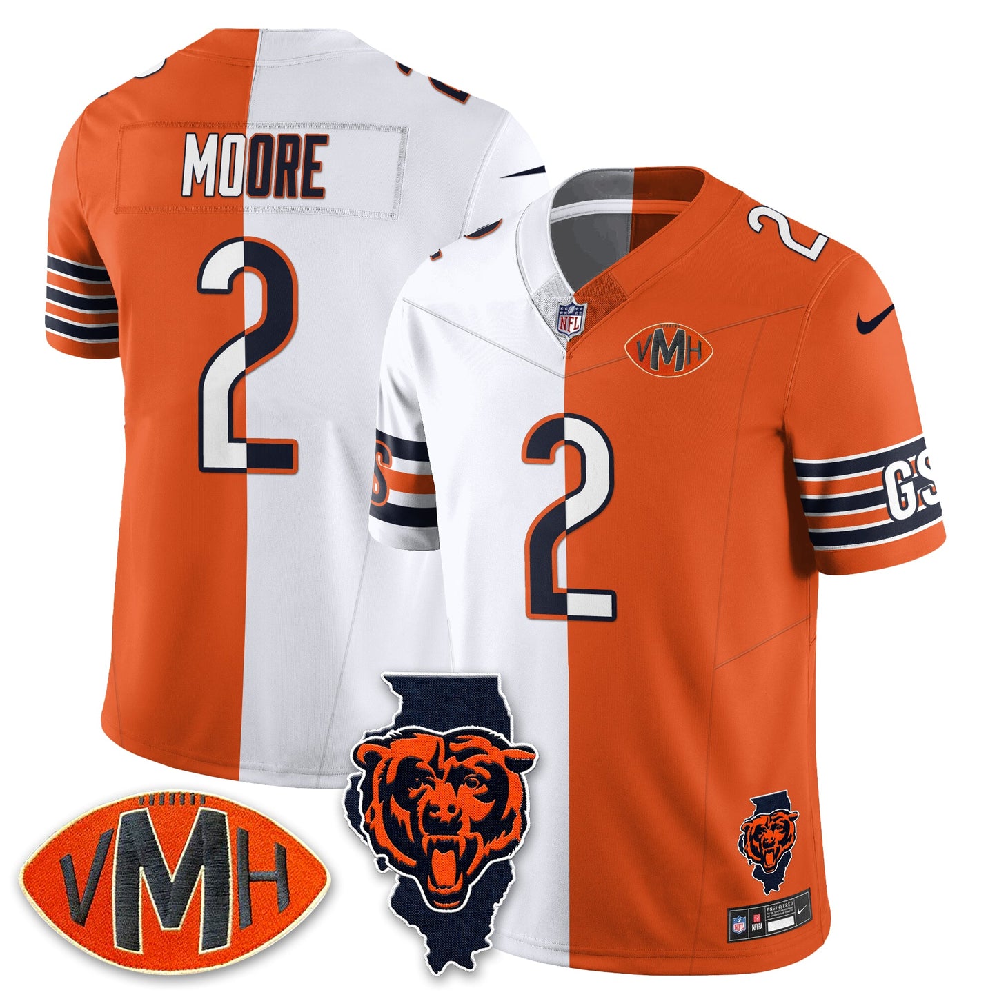 CHI Honor Virginia Halas McCaskey Split Jersey - All Stitched