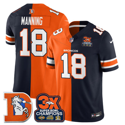 DEN 3-Time Champions Patch Throwback Vapor Limited Split Jersey