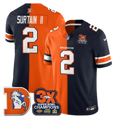DEN 3-Time Champions Patch Throwback Vapor Limited Split Jersey