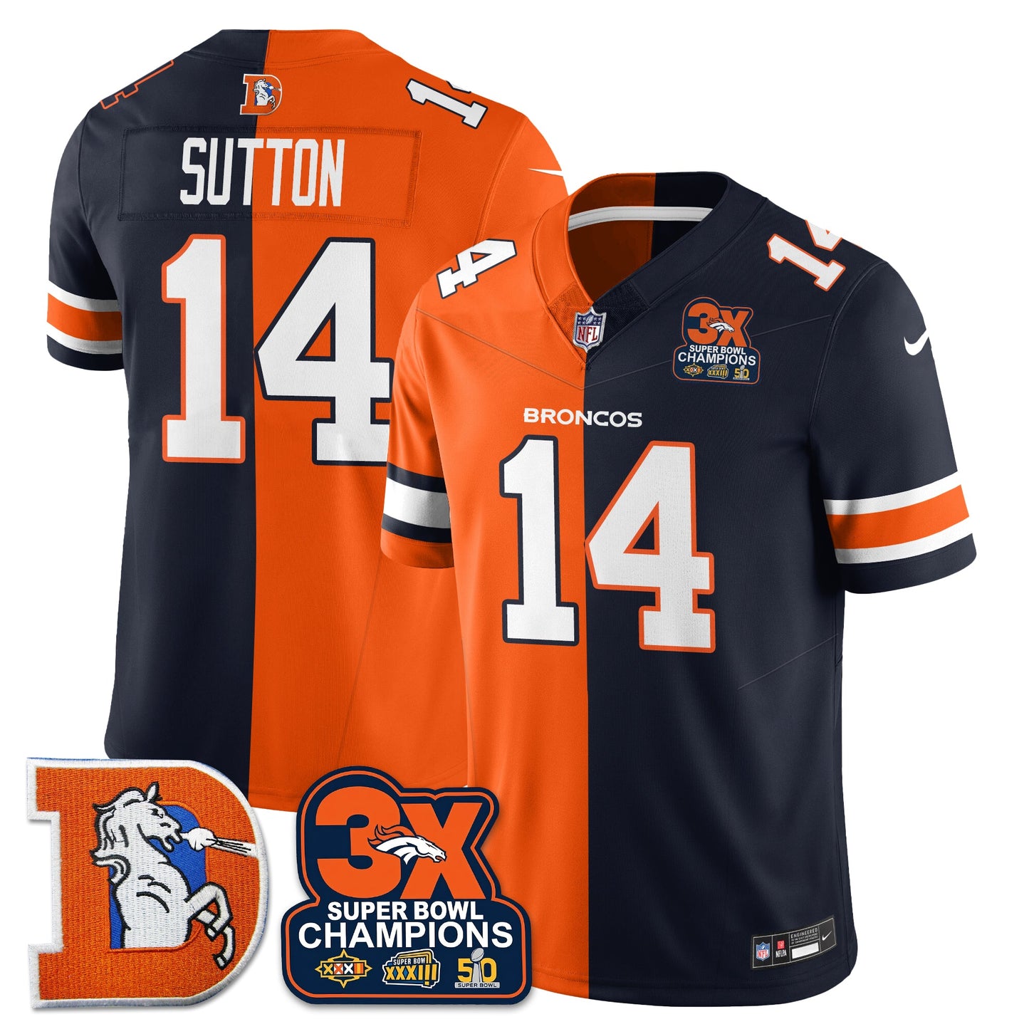 DEN 3-Time Champions Patch Throwback Vapor Limited Split Jersey