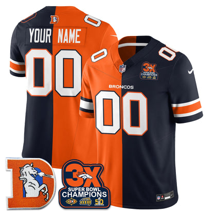 Custom DEN 3-Time Champions Patch Throwback Vapor Limited Split Jersey