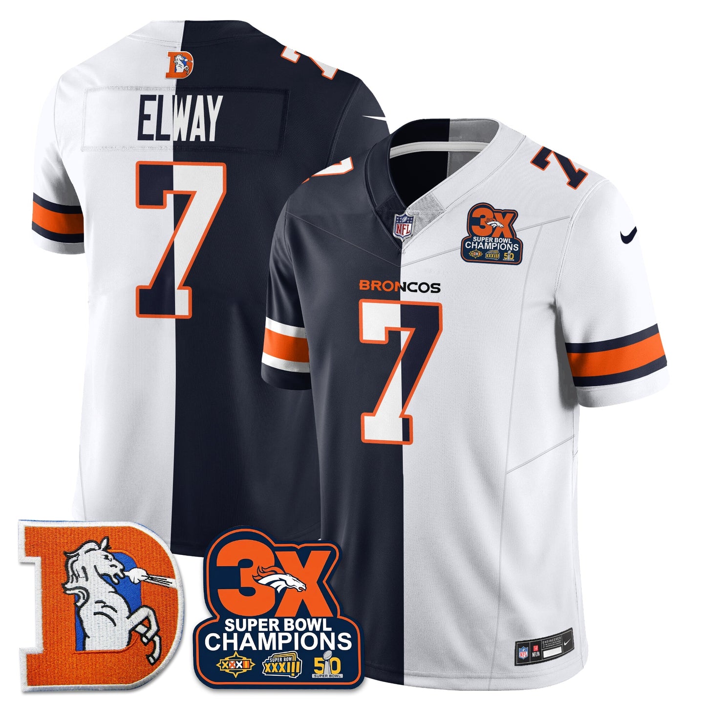 DEN 3-Time Champions Patch Throwback Vapor Limited Split Jersey