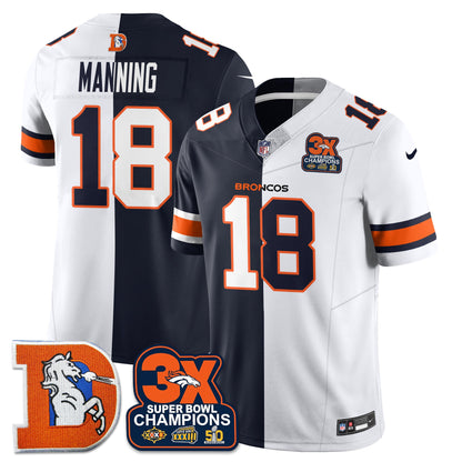 DEN 3-Time Champions Patch Throwback Vapor Limited Split Jersey