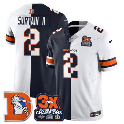 DEN 3-Time Champions Patch Throwback Vapor Limited Split Jersey