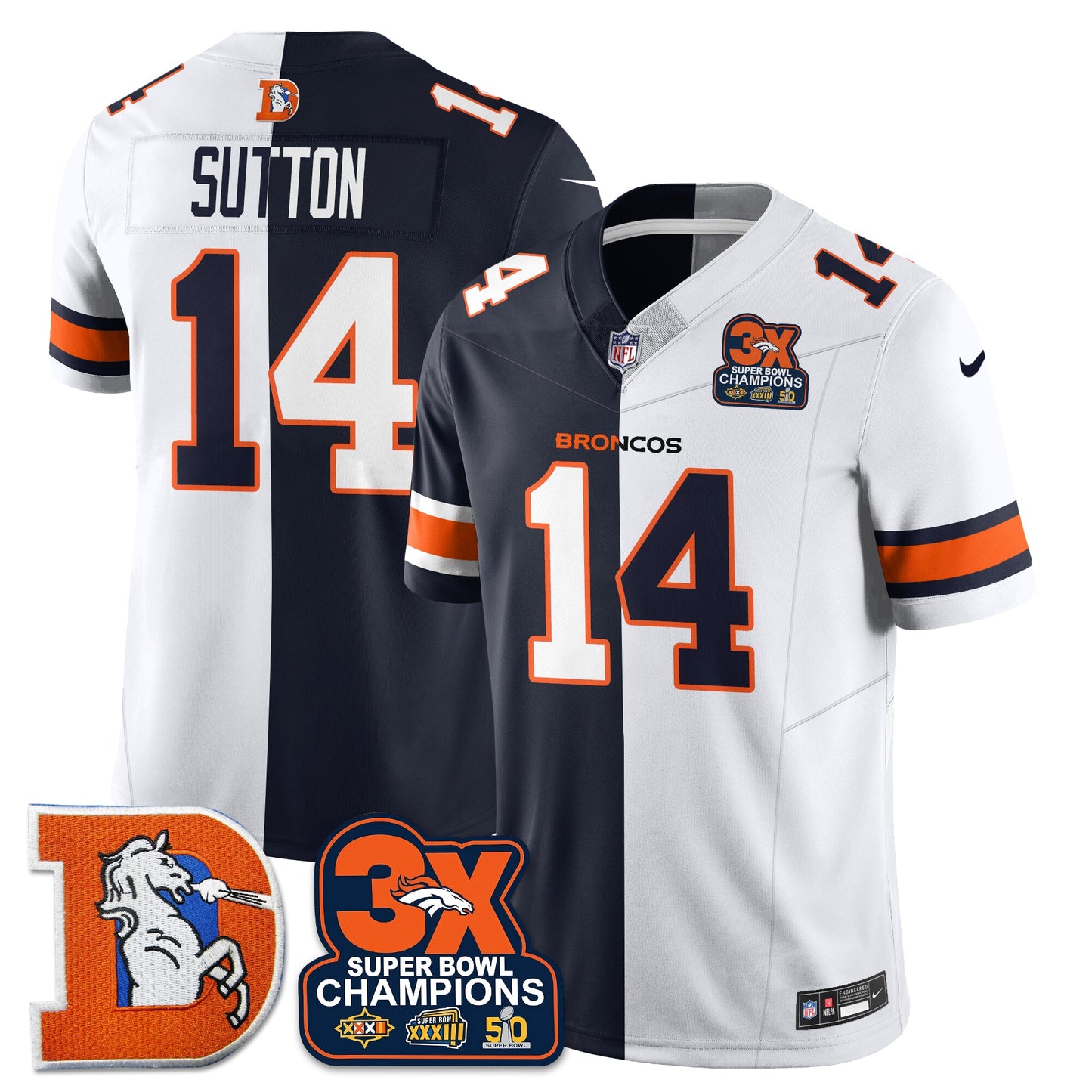 DEN 3-Time Champions Patch Throwback Vapor Limited Split Jersey