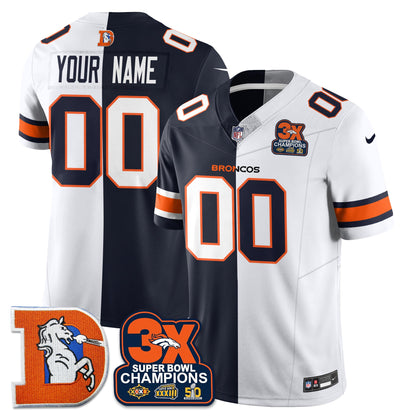 Custom DEN 3-Time Champions Patch Throwback Vapor Limited Split Jersey