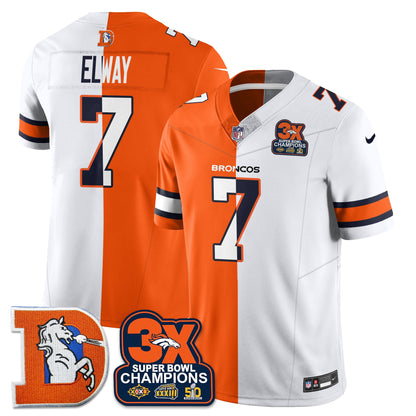 DEN 3-Time Champions Patch Throwback Vapor Limited Split Jersey