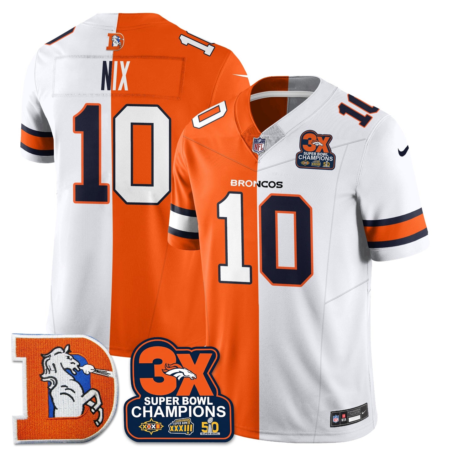 DEN 3-Time Champions Patch Throwback Vapor Limited Split Jersey