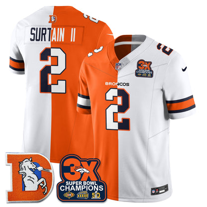 DEN 3-Time Champions Patch Throwback Vapor Limited Split Jersey