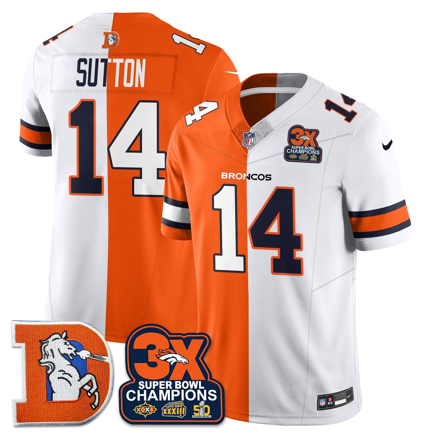 DEN 3-Time Champions Patch Throwback Vapor Limited Split Jersey