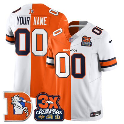 Custom DEN 3-Time Champions Patch Throwback Vapor Limited Split Jersey