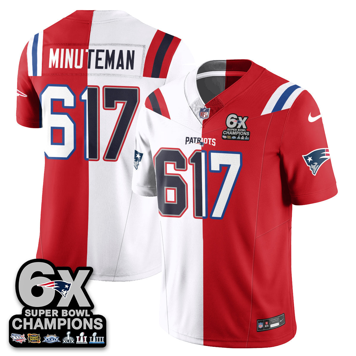 NE 6-Time Champions Patch Vapor Limited Split Jersey - All Stitched