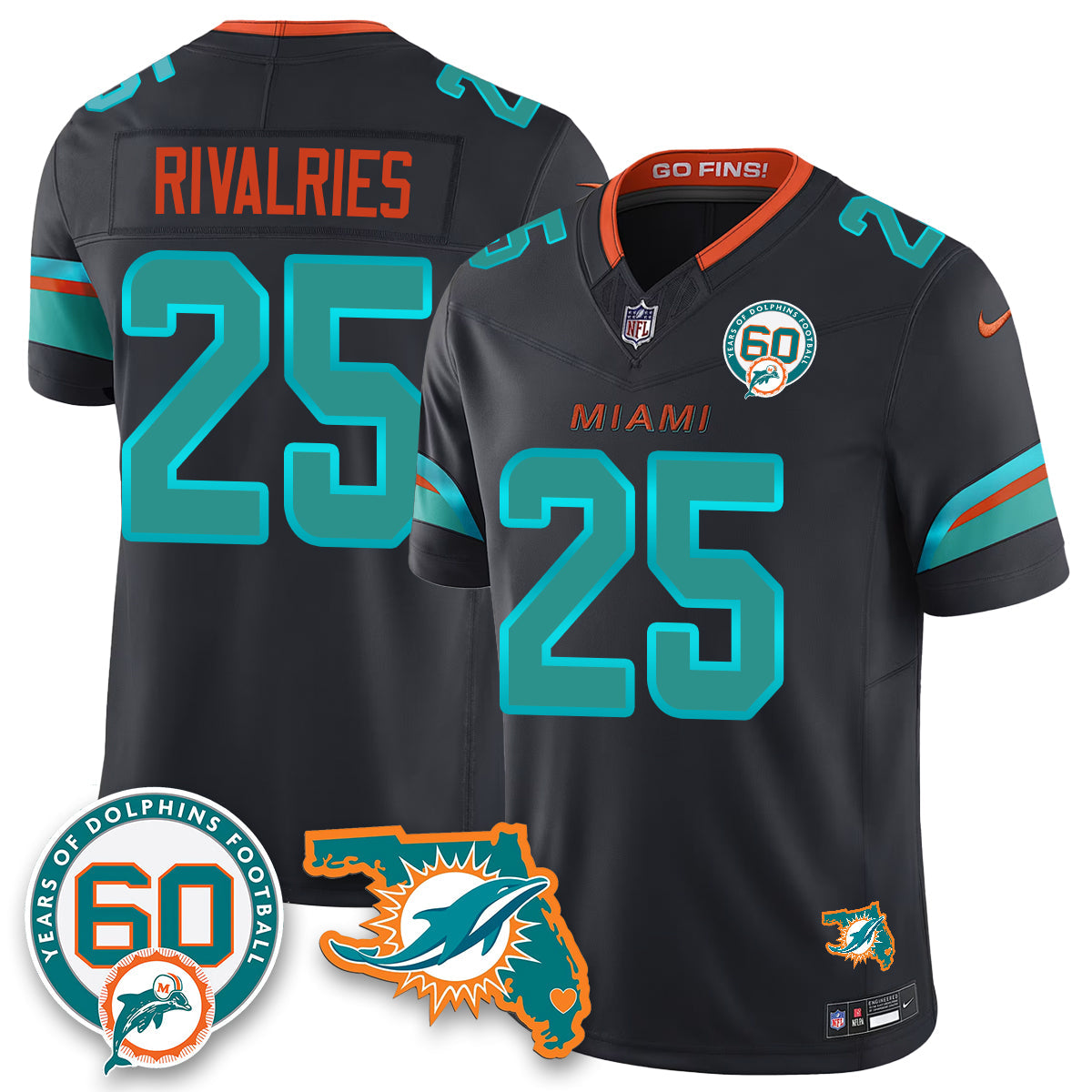 MIA 60th Season Vapor Limited Jersey - All Stitched