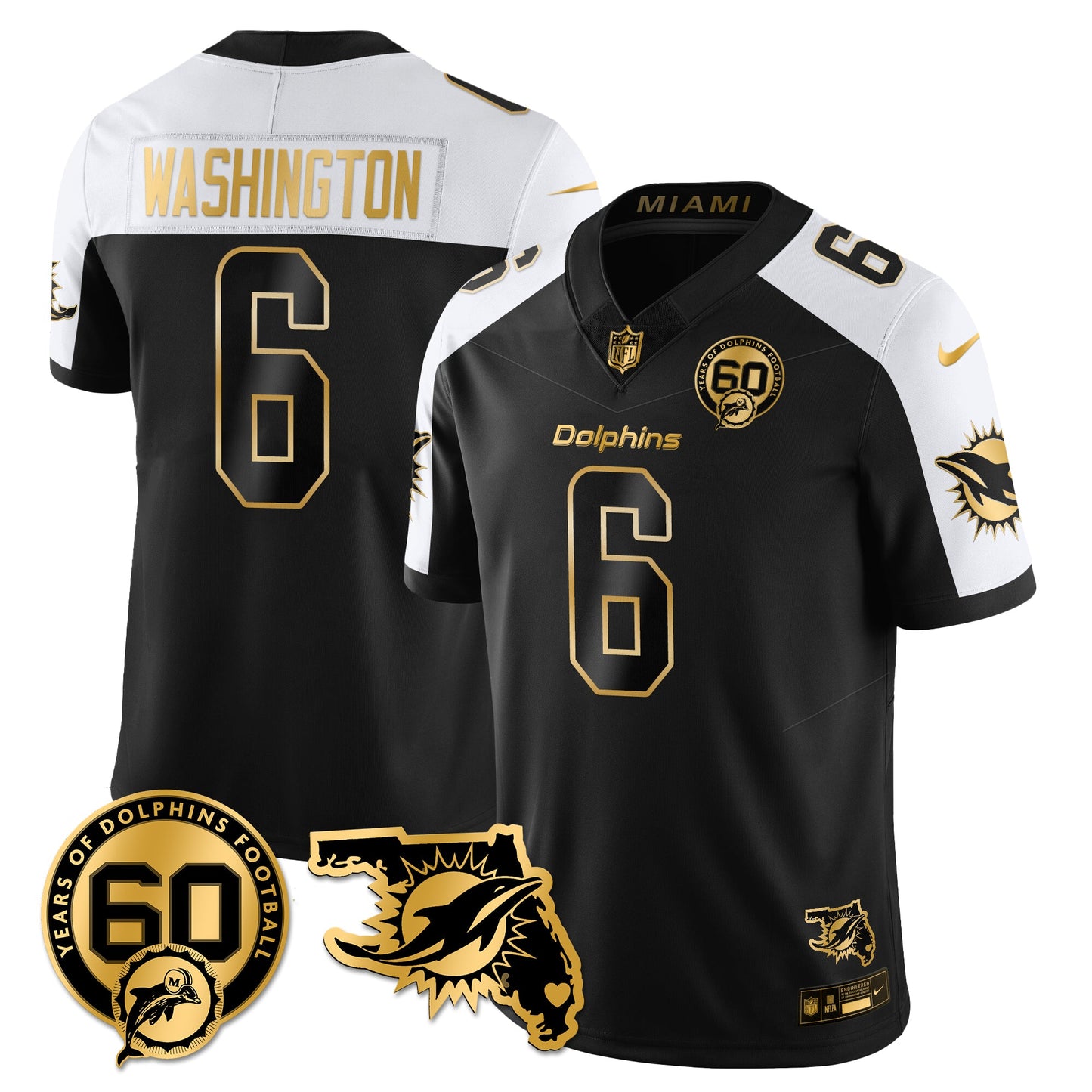 MIA 60th Season Vapor Limited Gold Jersey - All Stitched