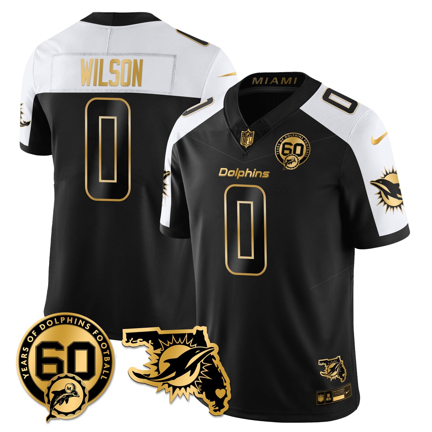 MIA 60th Season Vapor Limited Gold Jersey - All Stitched