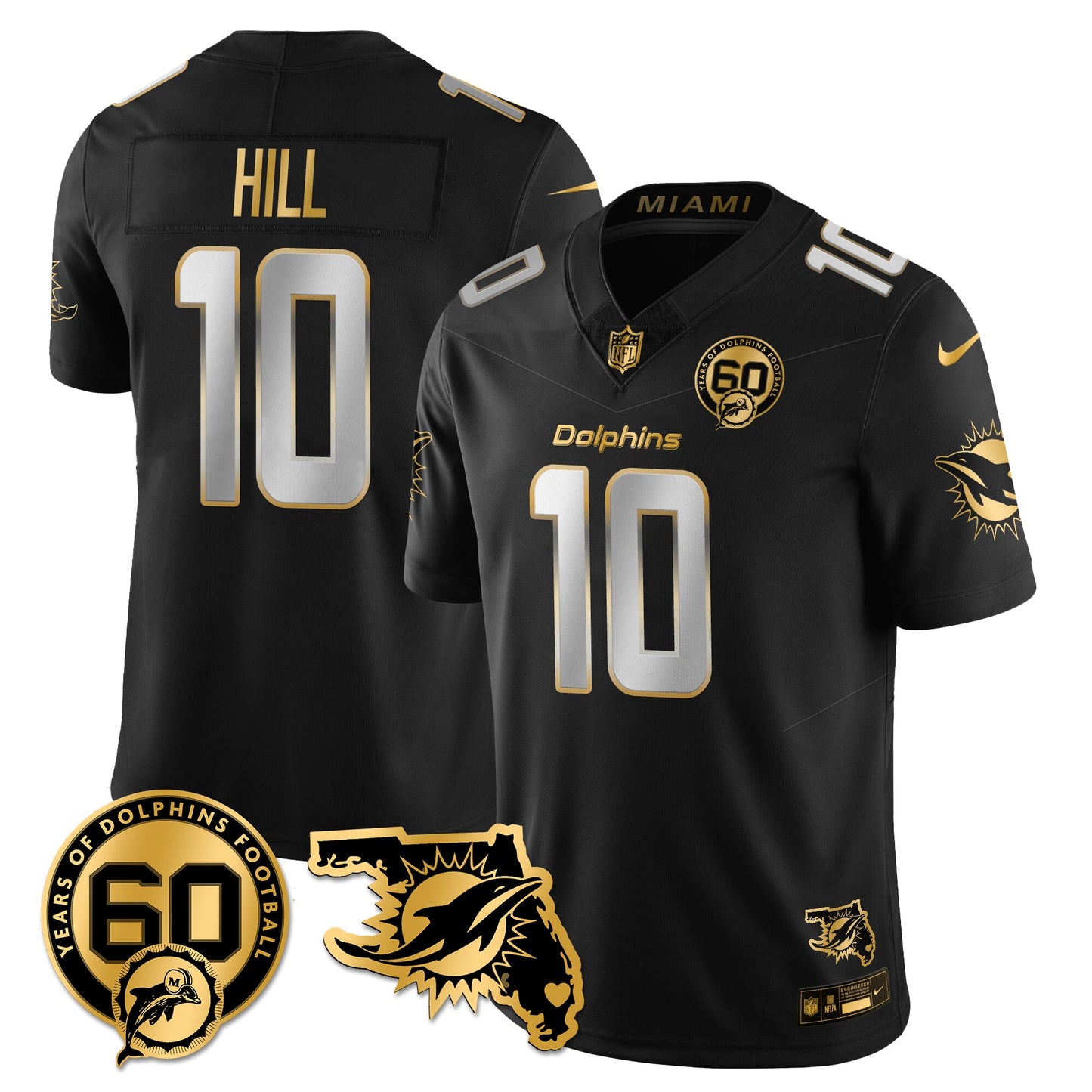 MIA 60th Season Vapor Limited Gold Jersey - All Stitched