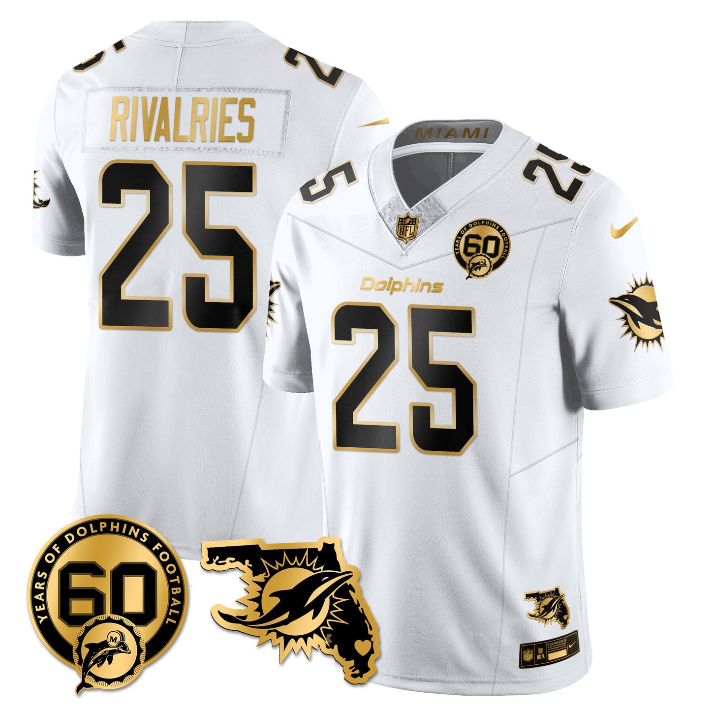 MIA 60th Season Vapor Limited Gold Jersey - All Stitched