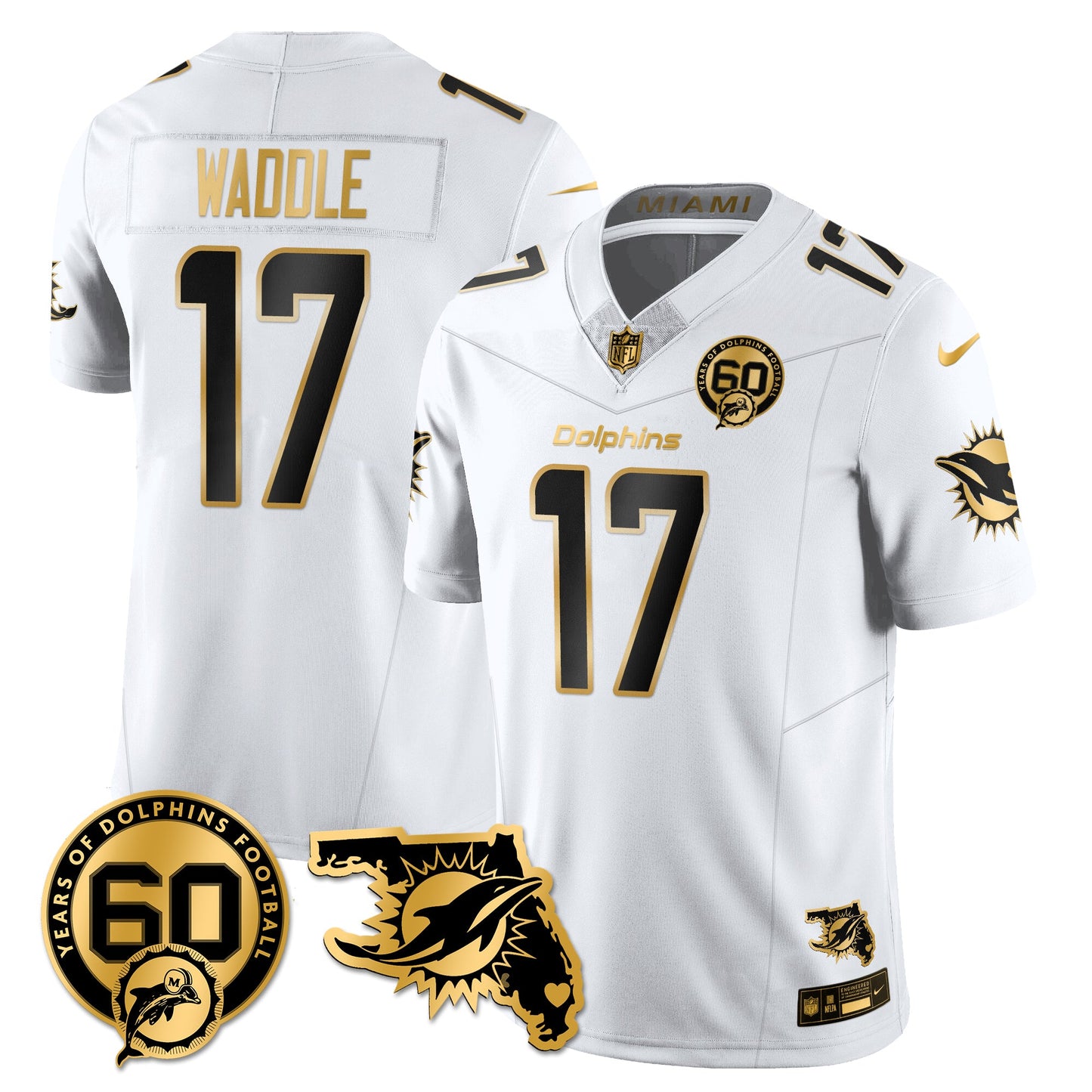 MIA 60th Season Vapor Limited Gold Jersey - All Stitched