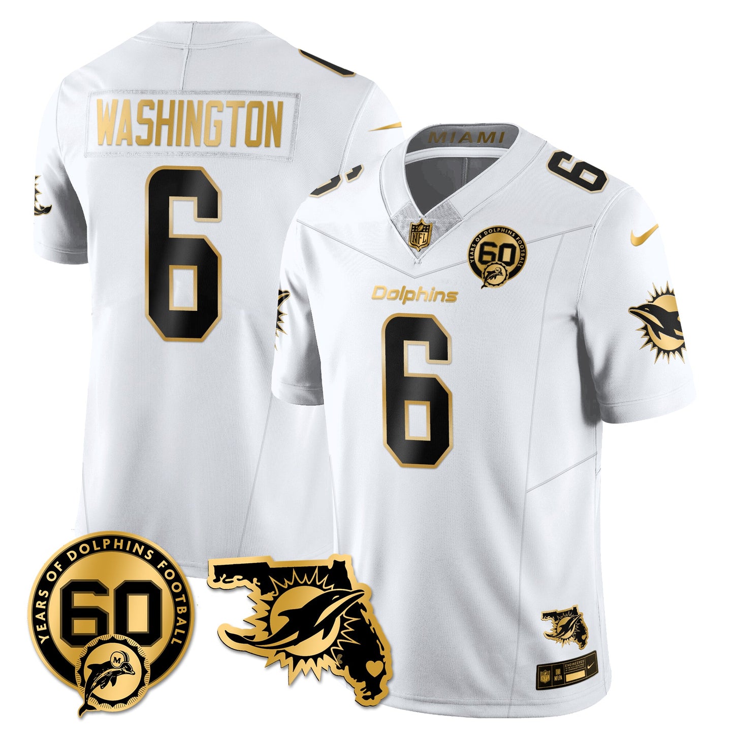 MIA 60th Season Vapor Limited Gold Jersey - All Stitched