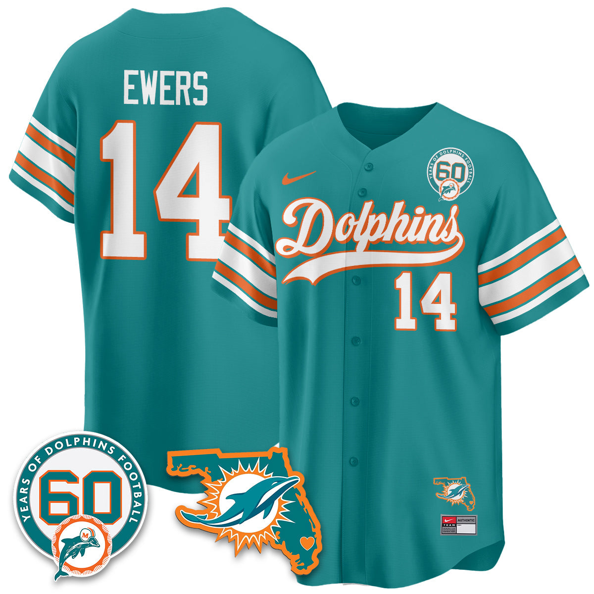 MIA 60th Season Vapor Limited Baseball Jersey - All Stitched