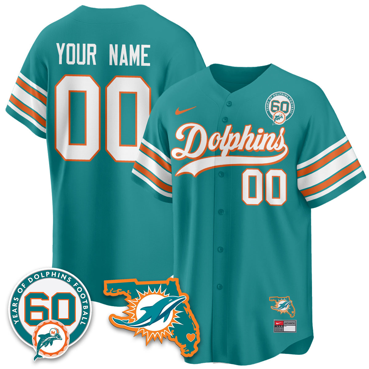 Custom MIA 60th Season Vapor Limited Baseball Jersey - All Stitched