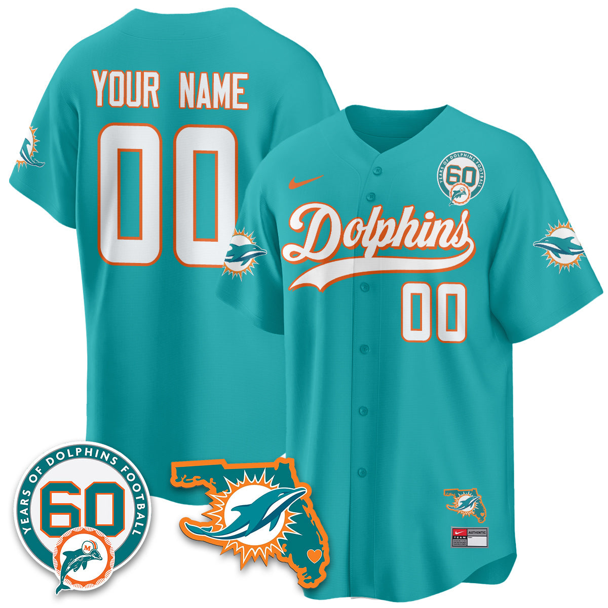 Custom MIA 60th Season Vapor Limited Baseball Jersey - All Stitched