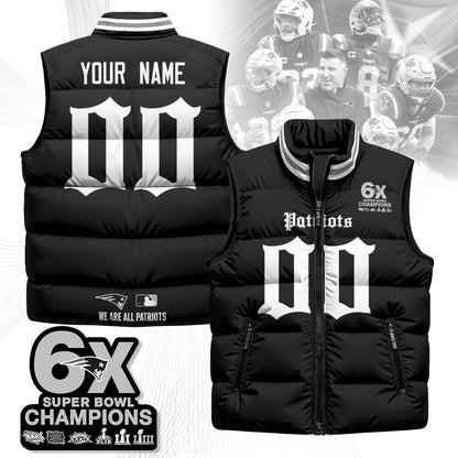 Custom NE 6-Time Champions Gothic Unisex Puffer Vest