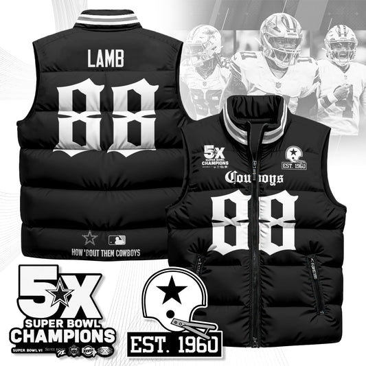 DAL Gothic 5-Time Champions Unisex Puffer Vest