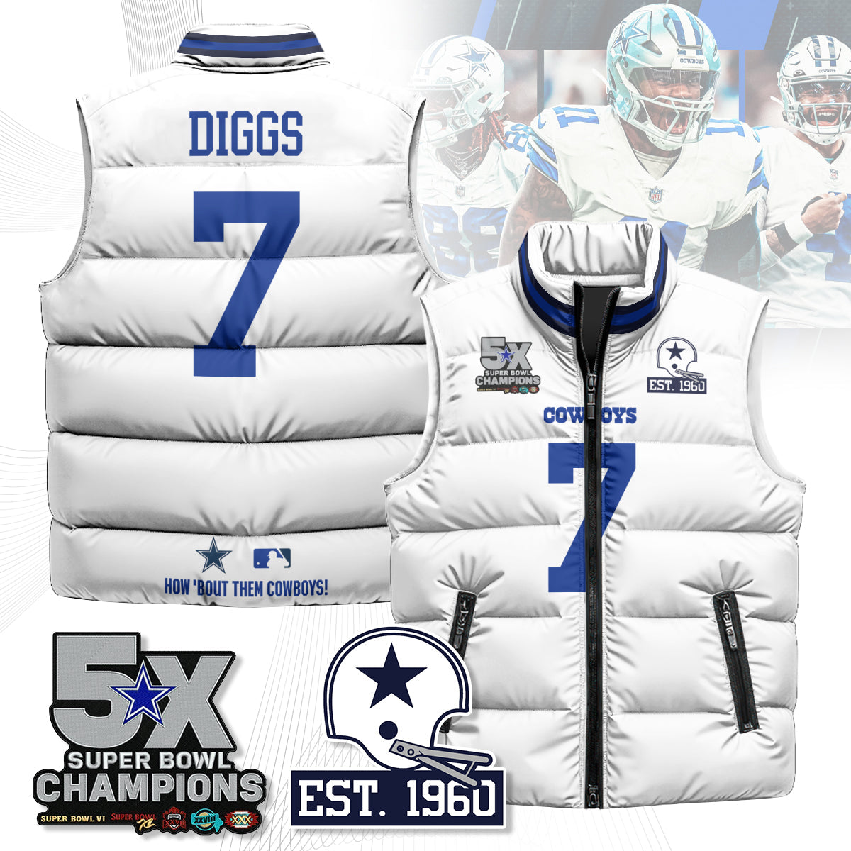 DAL 5-Time Champions Unisex Puffer Vest