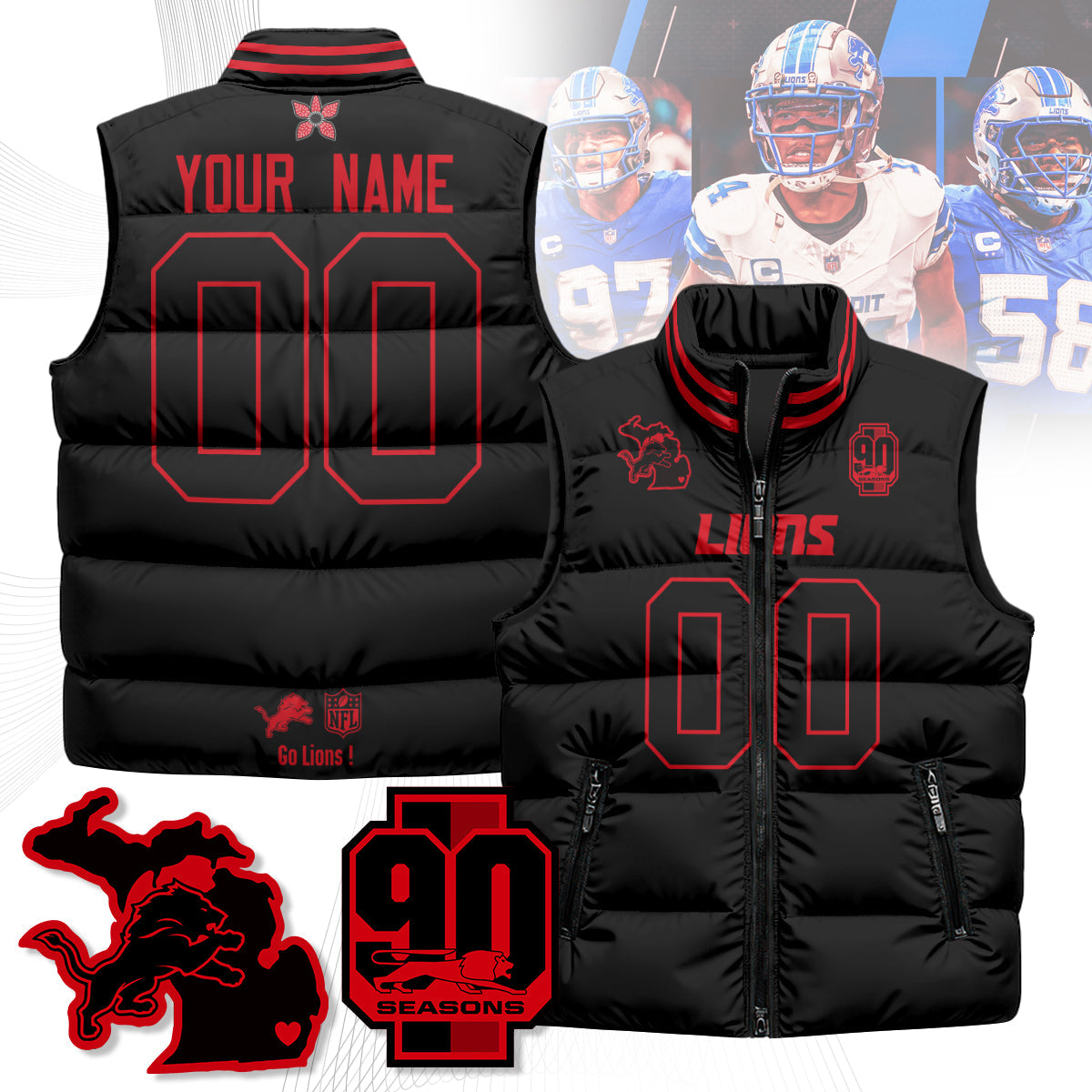 Custom DET 'Stranger Things Edition' Unisex Puffer Vest