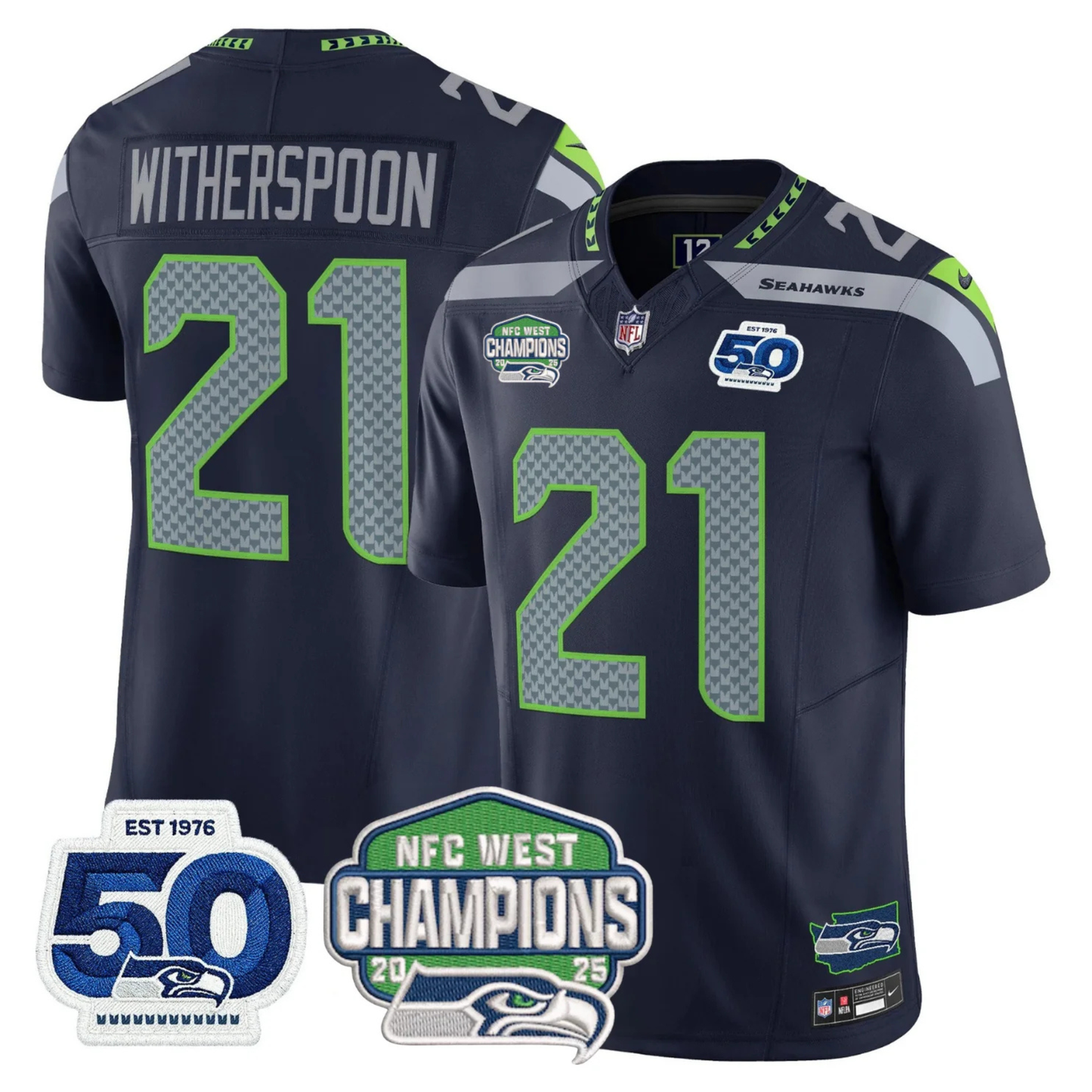 SEA 50th & NFC West Champions Patch Vapor Limited Jersey - All Stitched