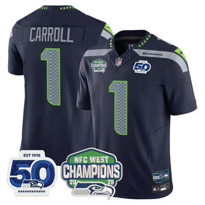 SEA 50th & NFC West Champions Patch Vapor Limited Jersey - All Stitched