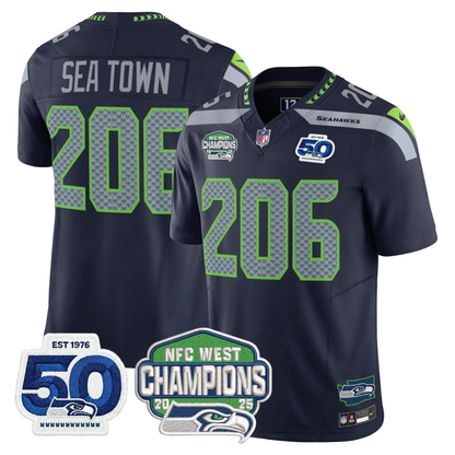 SEA 50th & NFC West Champions Patch Vapor Limited Jersey - All Stitched