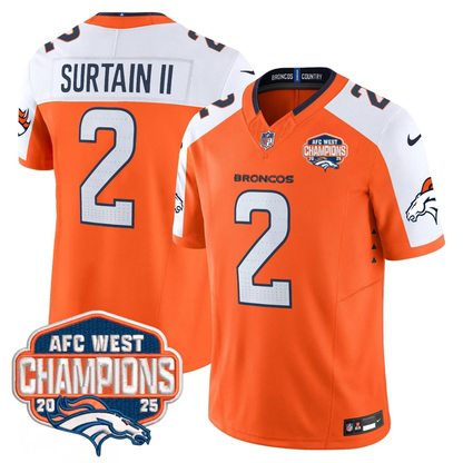 DEN AFC West Champions Patch Vapor Limited Jersey V2 - All Stitched