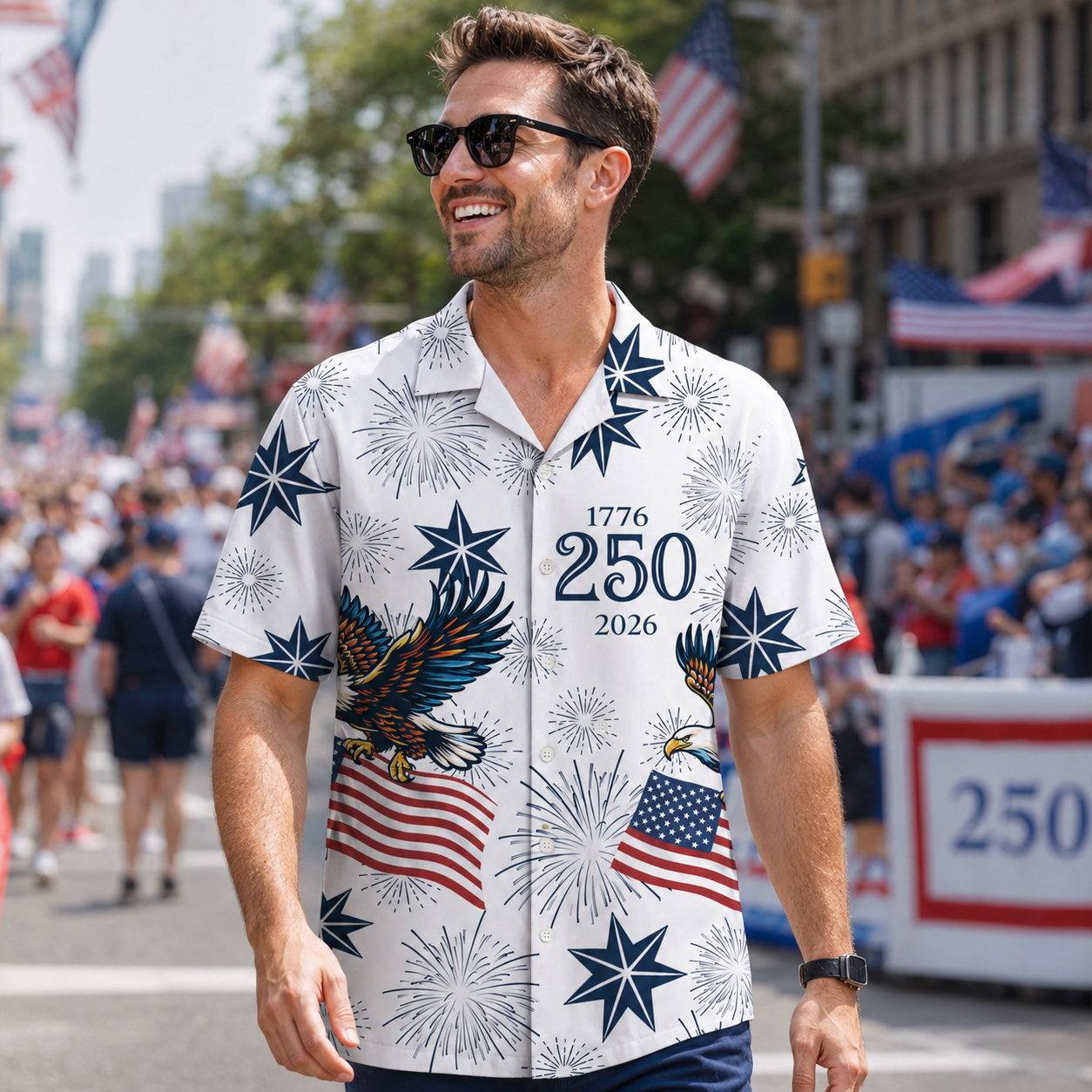 250 Years of Freedom 1776 - 2026 Eagle Patriotic Hawaiian Shirt