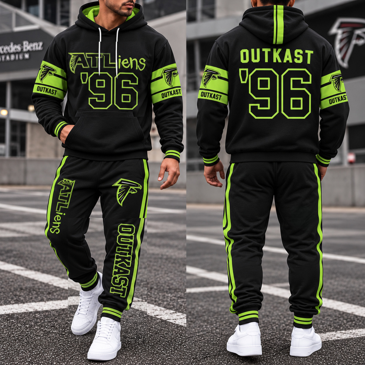 Atlanta Falcons 30th Anniversary ATLiens  Hoodie Pants Set - Printed
