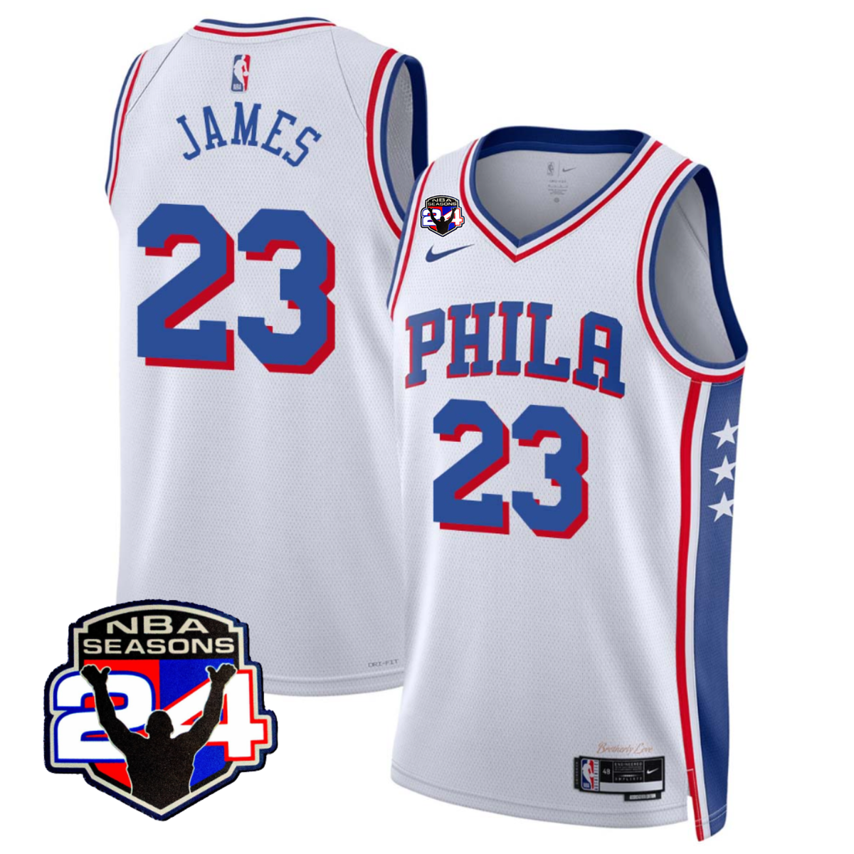 Philadelphia 76ers #23 King 24 Basketball  Seasons Patch Jersey - Stitched