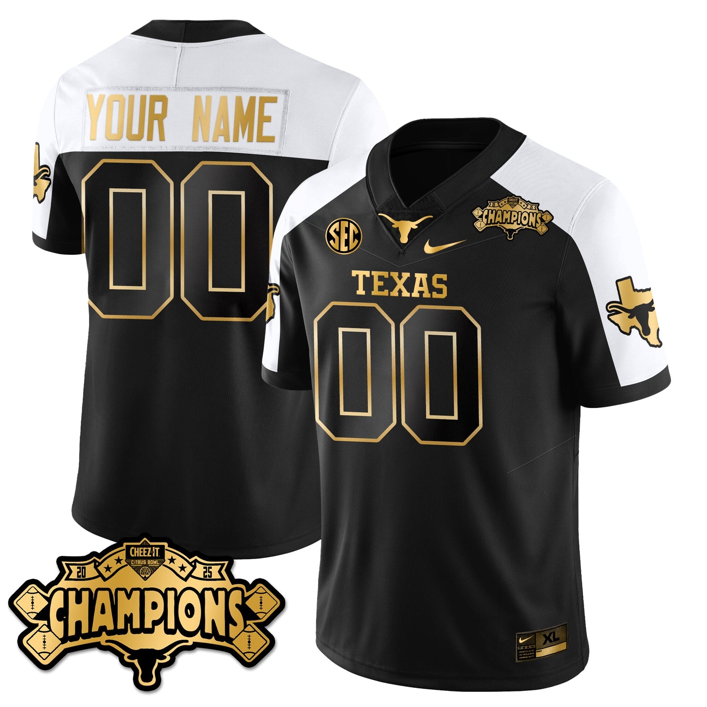 TEX Football Vapor Limited Gold Custom Jersey - Citrus Bowl Champions