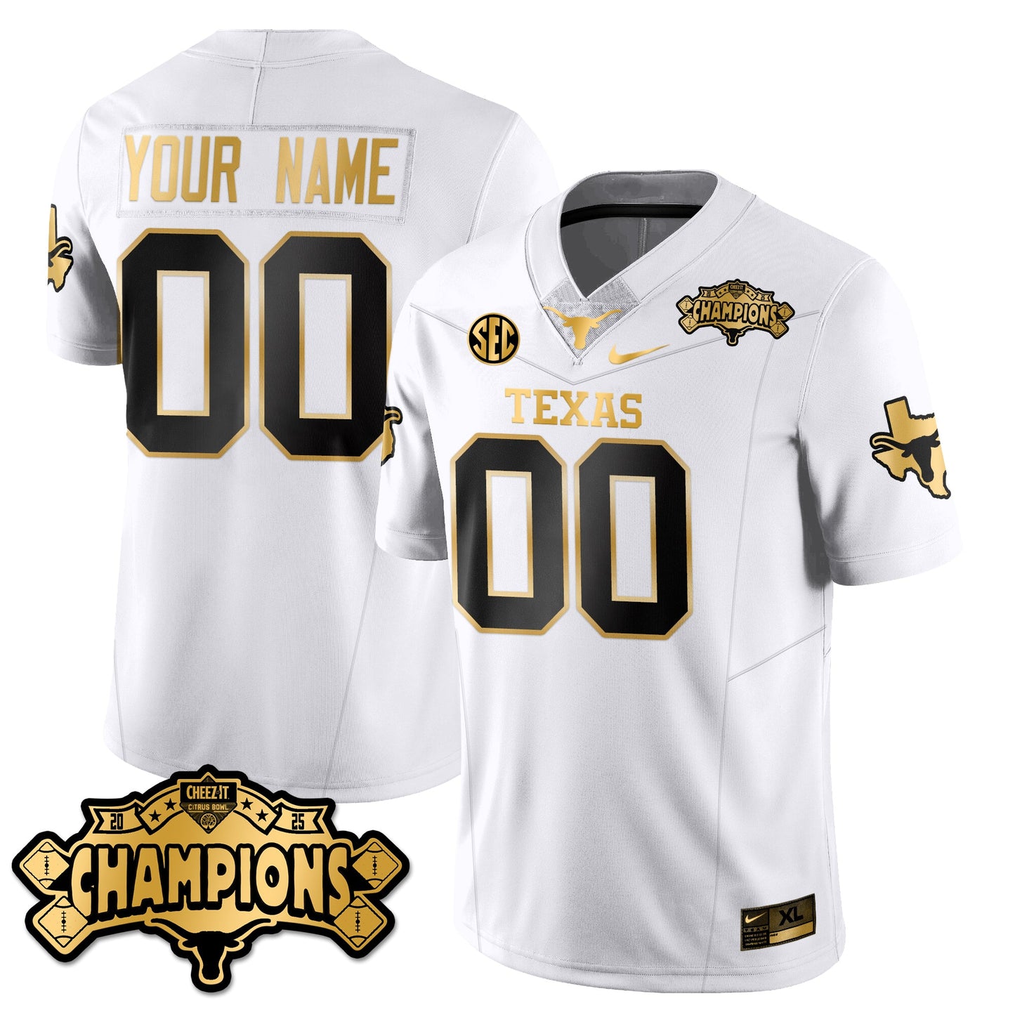 TEX Football Vapor Limited Gold Custom Jersey - Citrus Bowl Champions