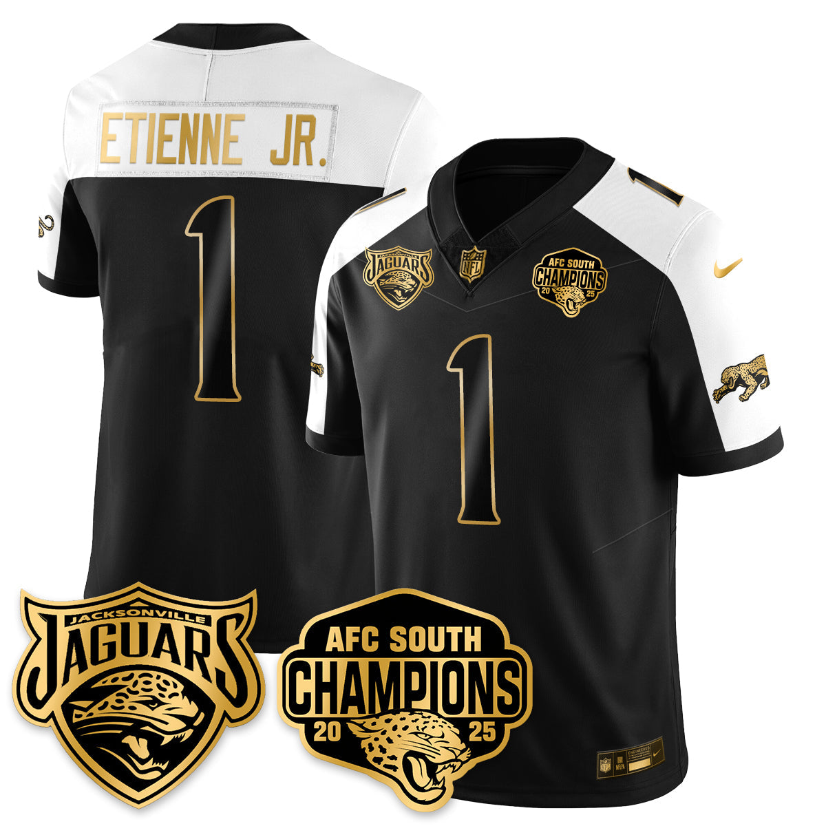JAX AFC South Division Champions Vapor Limited Gold Jersey - All Stitched