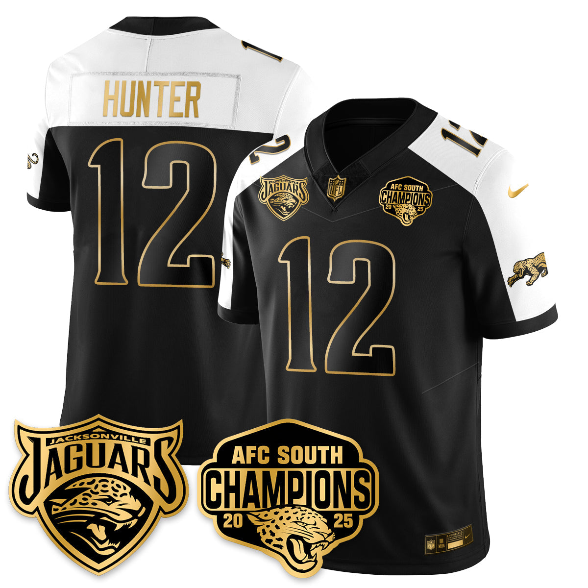 JAX AFC South Division Champions Vapor Limited Gold Jersey - All Stitched